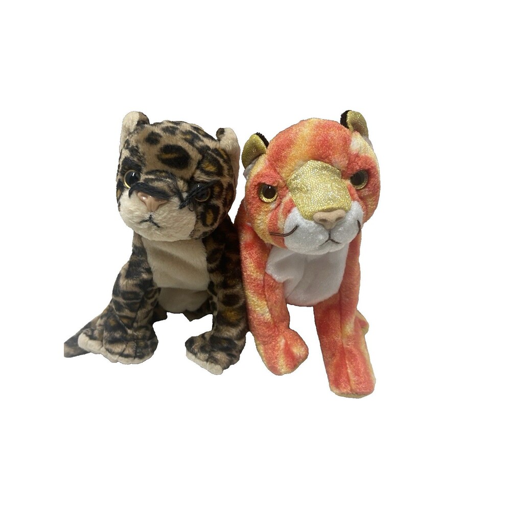 Wild Cats Beanie Babies Beanbag Plush Sneaky and Tiger Stuffed Animal Lot of 2
